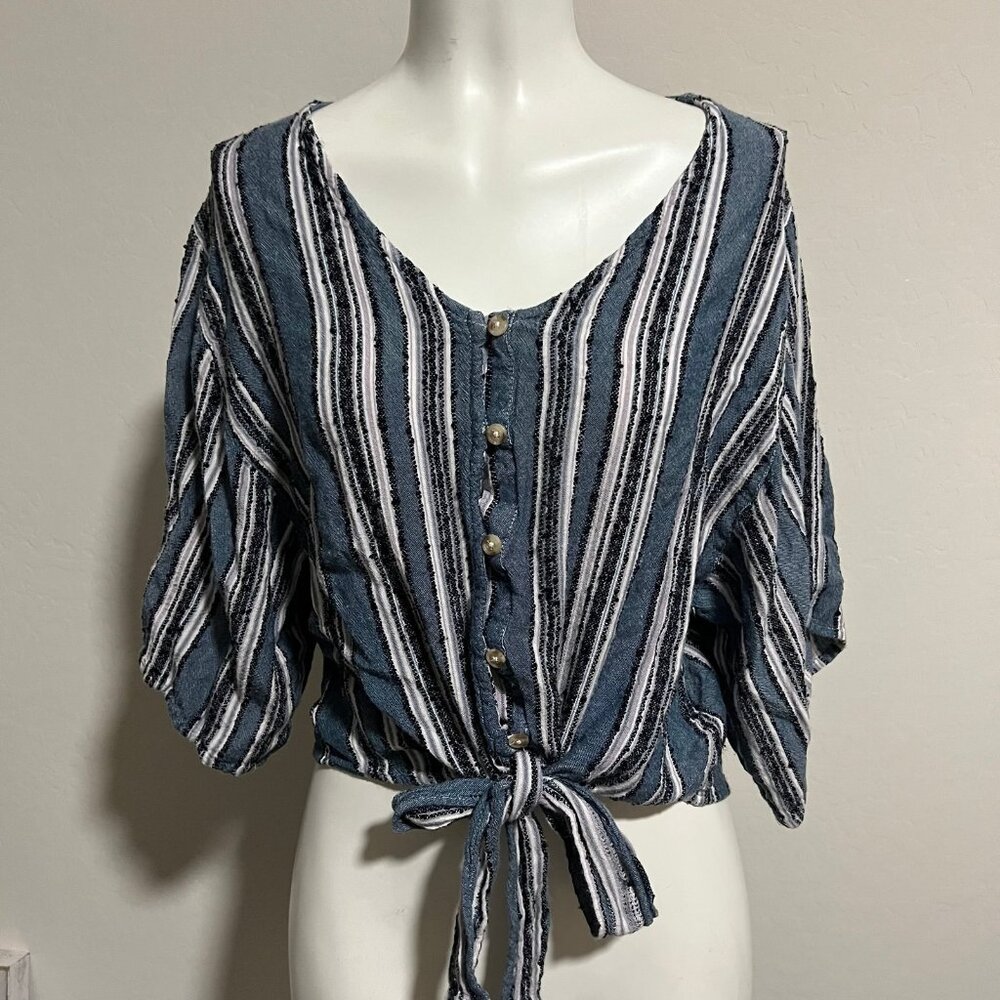 Blue Rain blue striped top A917